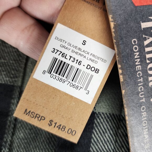 Tailor Vintage Jacket Mens Small Green Buffalo Check Sherpa Lined Shacket*NWT* - Picture 3 of 13